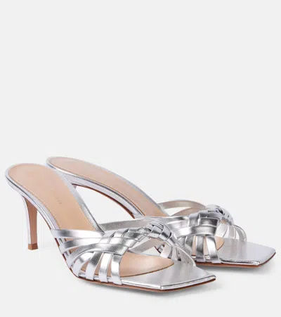 Gianvito Rossi Vyna 70 Metallic Leather Mules In Silver