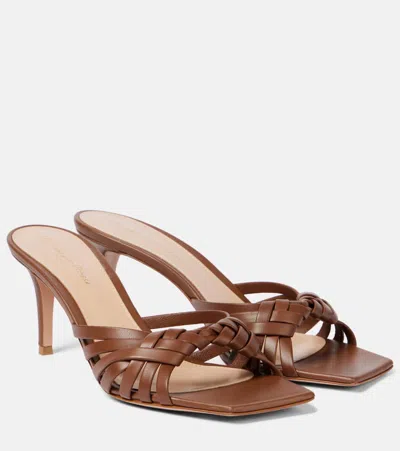 Gianvito Rossi Vyna 70 Metallic Leather Mules In Brown