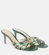 Gianvito Rossi 70 Logo-embellished Metallic Leather Mules In Green