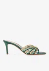 Gianvito Rossi 70 Logo-embellished Metallic Leather Mules