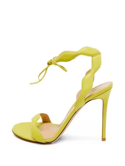 Pre-owned Gianvito Rossi Wavy Ankle Tie Sandals In Yellow