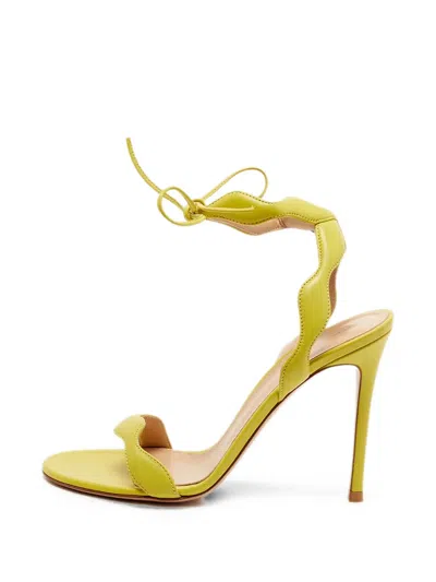 Pre-owned Gianvito Rossi Wavy Ankle-tie Sandals In Yellow