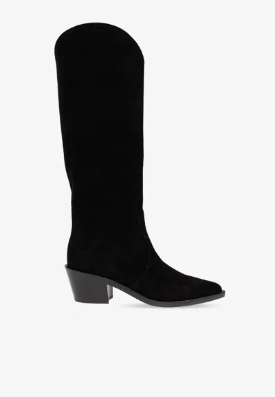 Gianvito Rossi Waylon 45 Suede Knee-high Boots In Black