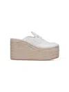 Gianvito Rossi Round Toe Platform Mules With Espadrille Sole In White
