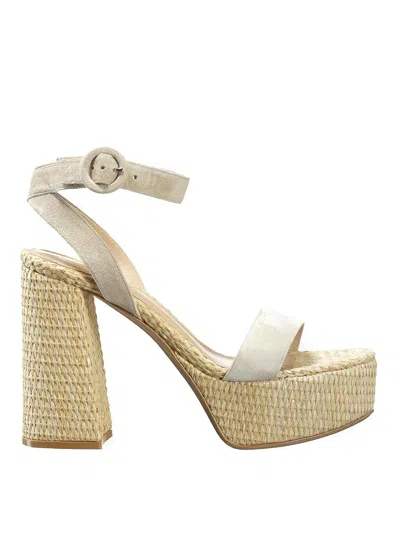 Gianvito Rossi Wedged Sandals In Beige