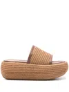 Gianvito Rossi Marbella Woven Raffia Platform Sandals In Brown