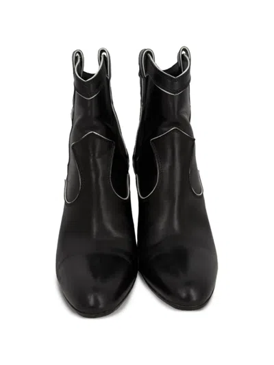 Pre-owned Gianvito Rossi Western Leather Ankle Boots In Black