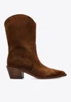 Gianvito Rossi Western Suede Ankle Boots In Brown