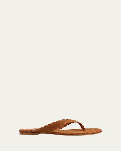 Gianvito Rossi Whipstitch Suede Thong Sandals In Brown
