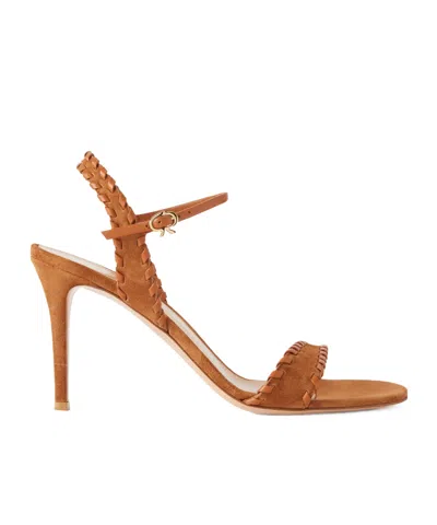 Gianvito Rossi 85 Whipstitched Leather-trimmed Suede Sandals In Blue