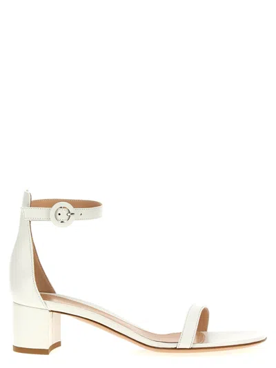 GIANVITO ROSSI WHITE ANKLE STRAP HEELS