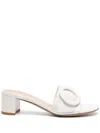 Gianvito Rossi Embellished Leather Sandals In Weiss