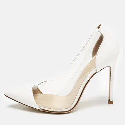 Pre-owned Gianvito Rossi White Leather And Pvc Plexi Pumps Size 36