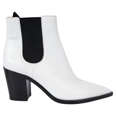 Pre-owned Gianvito Rossi White Leather Austin Ankle Boots Shoes 39.5 Fit 39