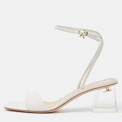 Pre-owned Gianvito Rossi White Leather Cosmic Sandals Size 39.5