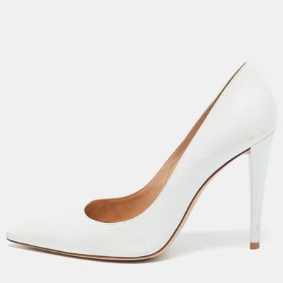 Pre-owned Gianvito Rossi White Leather Decollete Pumps Size 39.5