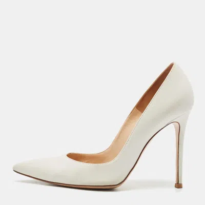 Pre-owned Gianvito Rossi White Leather Gianvito 105 Pointed Toe Pumps Size 39