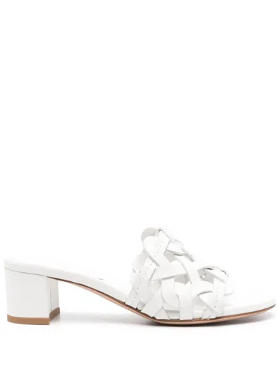 GIANVITO ROSSI WHITE LEATHER HEELS