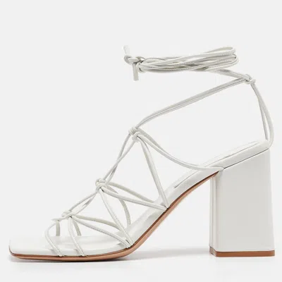 Pre-owned Gianvito Rossi White Leather Minas Sandals Size 40.5