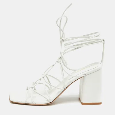 Pre-owned Gianvito Rossi White Leather Strappy Sandals Size 40.5
