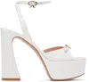 Gianvito Rossi White Maddy Heeled Sandals In White