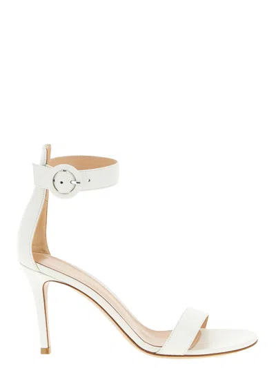 Gianvito Rossi White Napa Leather / Calf Bos Taurus Stiletto Heel Women's Sandals