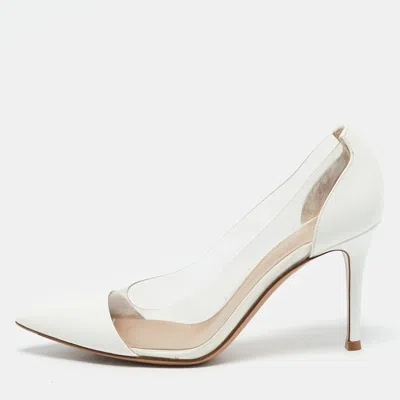 Pre-owned Gianvito Rossi White Patent Leather And Pvc Plexi Pumps Size 36