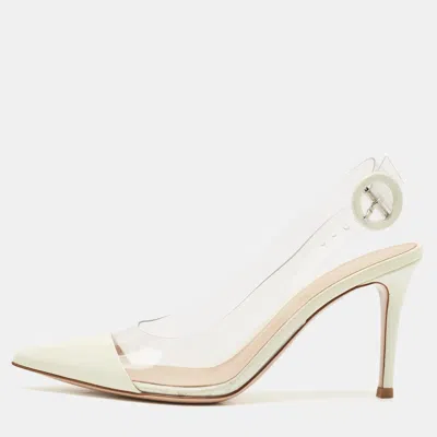 Gianvito Rossi White Patent Leather And Pvc Slingback Pumps