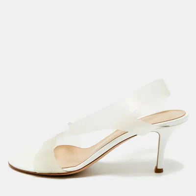 Pre-owned Gianvito Rossi White Pvc Metropolis Slingback Sandals Size 37.5