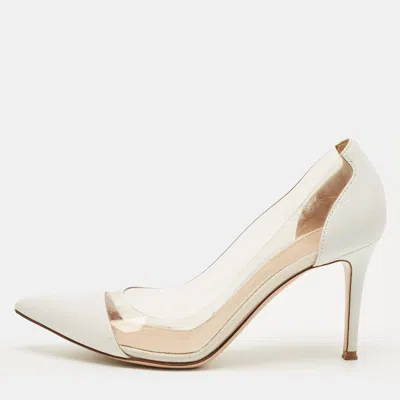 Pre-owned Gianvito Rossi White/transparent Leather And Pvc Plexi Pumps Size 38.5