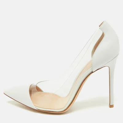 Pre-owned Gianvito Rossi White/transparent Leather And Pvc Plexi Pumps Size 41