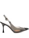 Gianvito Rossi 85 Patent Leather-trimmed Pvc Slingback Pumps In Black