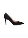 Gianvito Rossi Black Chamois Leather Pumps With Heel In Black