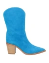 Gianvito Rossi Woman Ankle Boots Azure Size 8 Leather In Blue