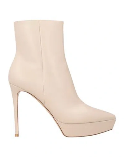 Gianvito Rossi Woman Ankle Boots Beige Size 5 Calfskin In Neutral