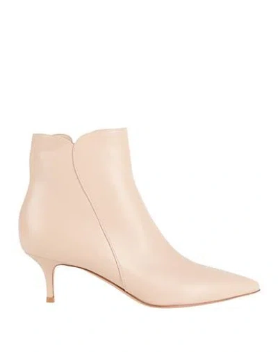 Gianvito Rossi Woman Ankle Boots Beige Size 7 Leather In Pink