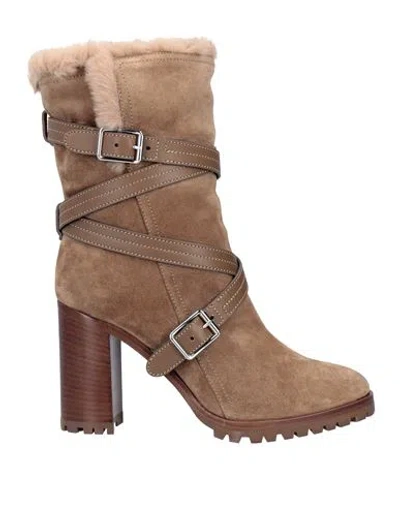 Gianvito Rossi Woman Ankle Boots Khaki Size 11 Soft Leather In Beige