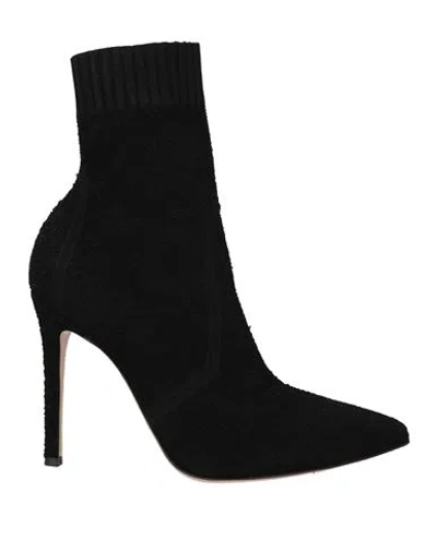 Gianvito Rossi Woman Ankle Boots Black Size 11.5 Textile Fibers