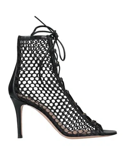 Gianvito Rossi Woman Ankle Boots Black Size 5.5 Leather, Textile Fibers