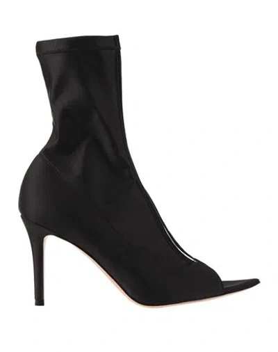 Gianvito Rossi Woman Ankle Boots Black Size 7 Textile Fibers, Plastic In Black/clear