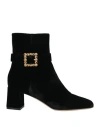 Gianvito Rossi Woman Ankle Boots Black Size 8 Textile Fibers In Black