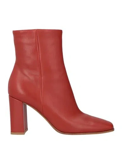 Gianvito Rossi Woman Ankle Boots Brick Red Size 8 Soft Leather