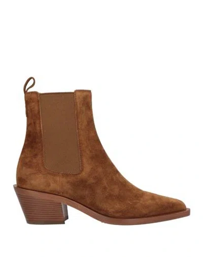 Gianvito Rossi Woman Ankle Boots Brown Size 8 Leather In Beige
