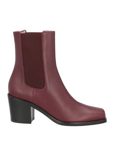 Gianvito Rossi Woman Ankle Boots Burgundy Size 9.5 Calfskin In Red