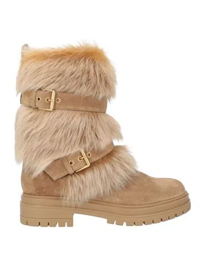 Gianvito Rossi Woman Ankle Boots Camel Size 10.5 Shearling In Sand
