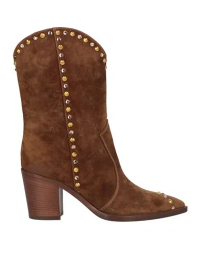 Gianvito Rossi Woman Ankle Boots Camel Size 6 Leather In Beige