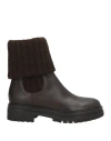Gianvito Rossi Woman Ankle Boots Dark Brown Size 11 Textile Fibers, Leather