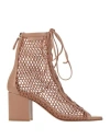 Gianvito Rossi Open-toe Mesh Ankle Boots With In Beige