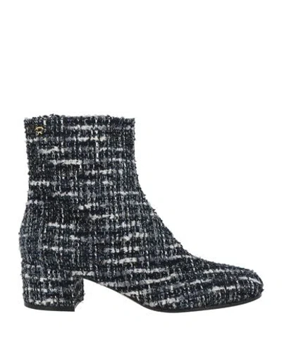 Gianvito Rossi Woman Ankle Boots Midnight Blue Size 7.5 Textile Fibers In Black