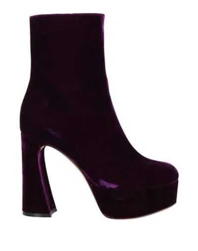 Gianvito Rossi Woman Ankle Boots Purple Size 8 Textile Fibers In Dark Purple